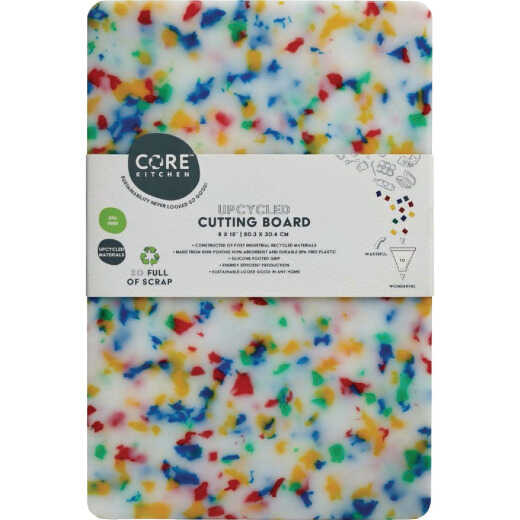 Core Kitchen Multi-Color Recycled Plastic Board With Non-Slip Footing, 12 In. x 8 In.