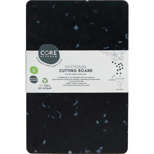 Core Kitchen Black Recycled Plastic Board With Non-Slip Footing, 12 In. x 8 In.